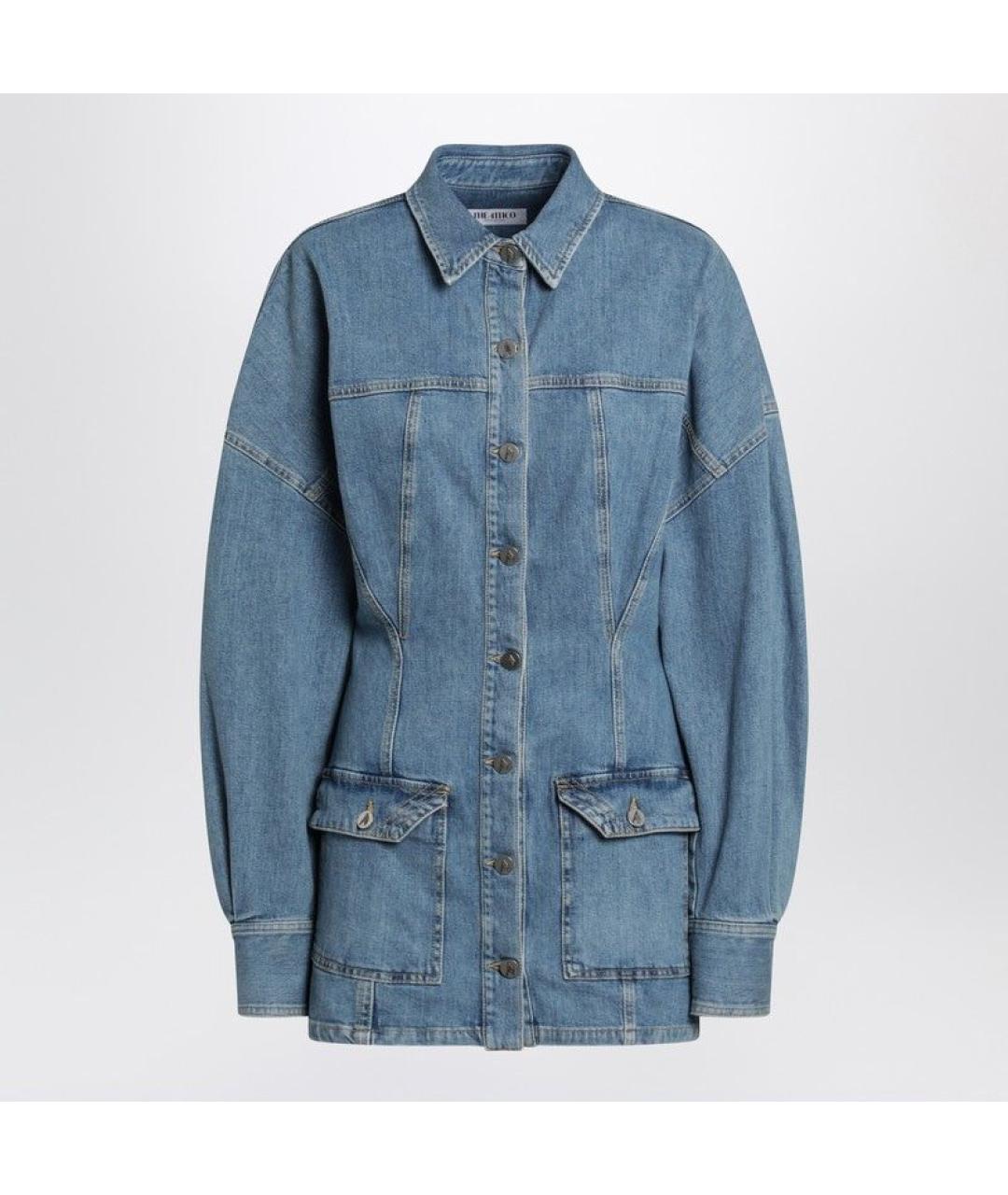 THE ATTICO Синее хлопковое повседневное платье, фото 3