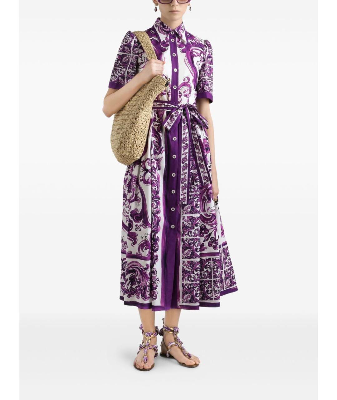 DOLCE&GABBANA Фиолетовое хлопковое повседневное платье, фото 2