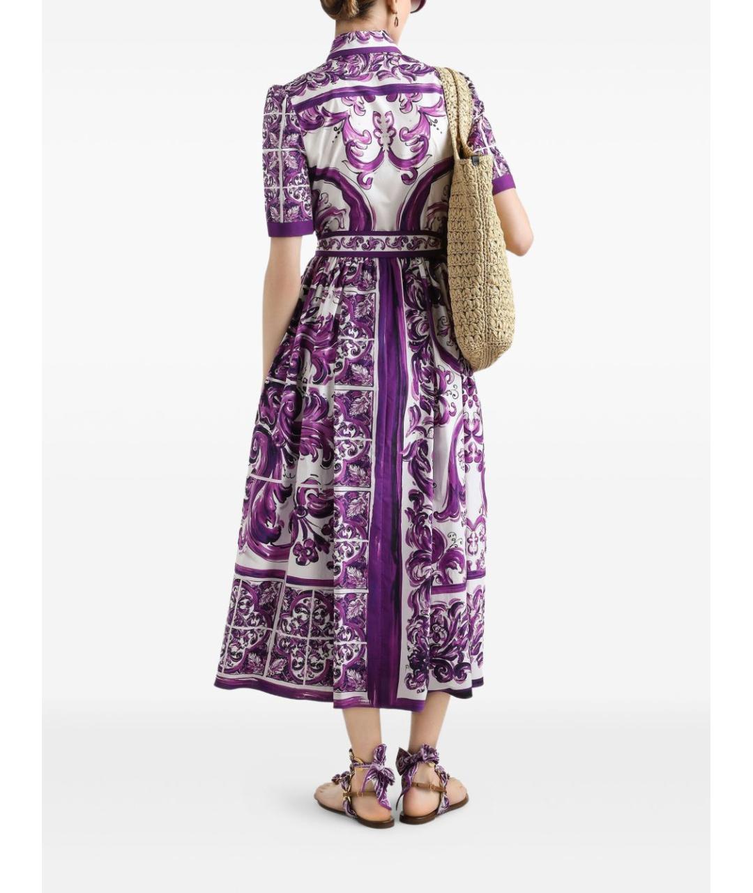 DOLCE&GABBANA Фиолетовое хлопковое повседневное платье, фото 3