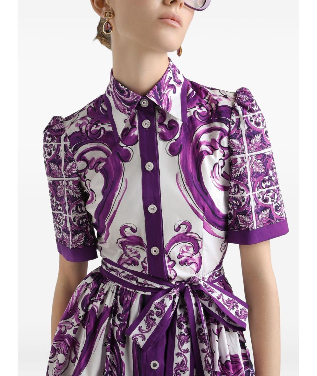 DOLCE&GABBANA Фиолетовое хлопковое повседневное платье, фото 4