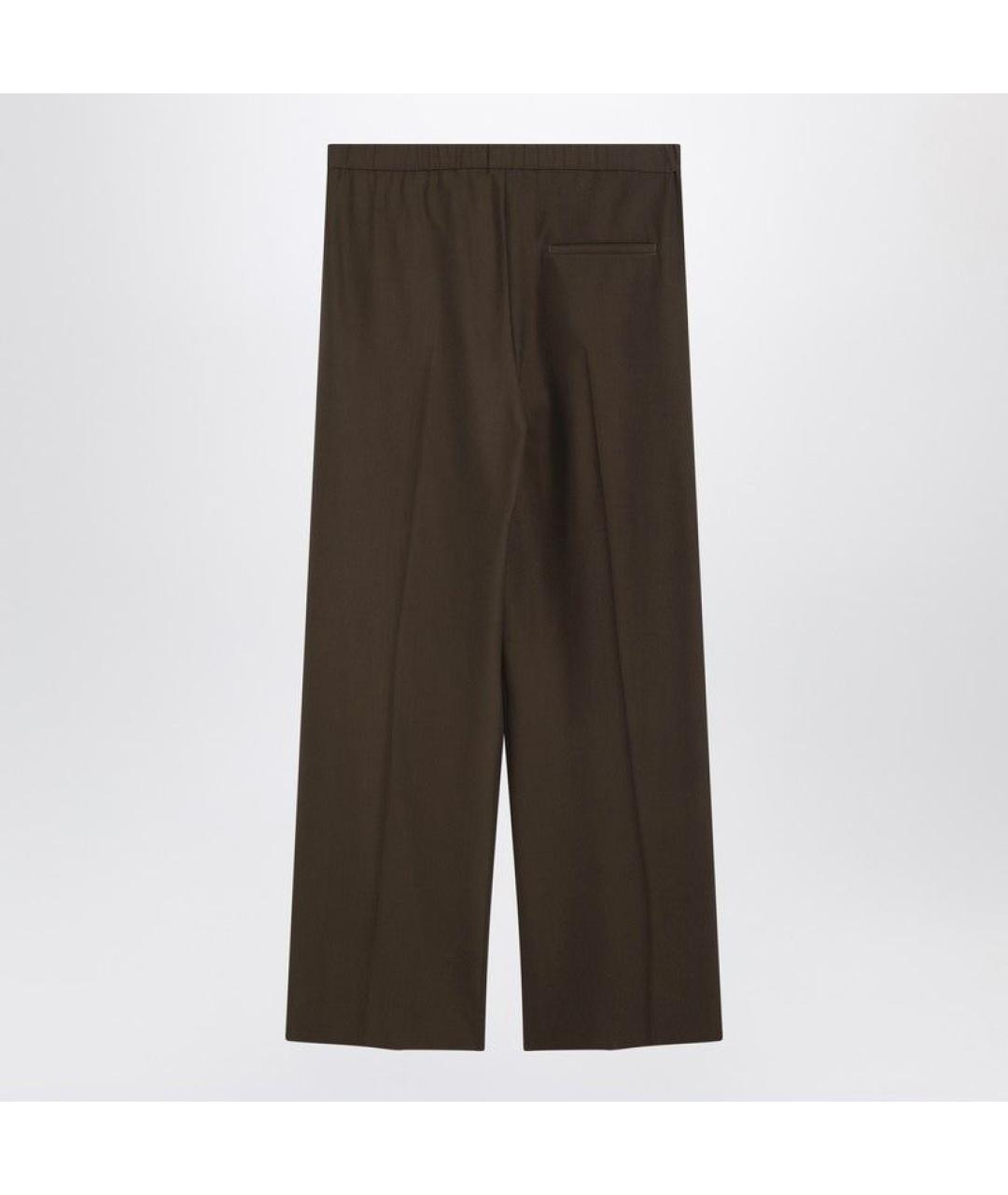 LOEWE Зеленые кожаные прямые брюки, фото 2