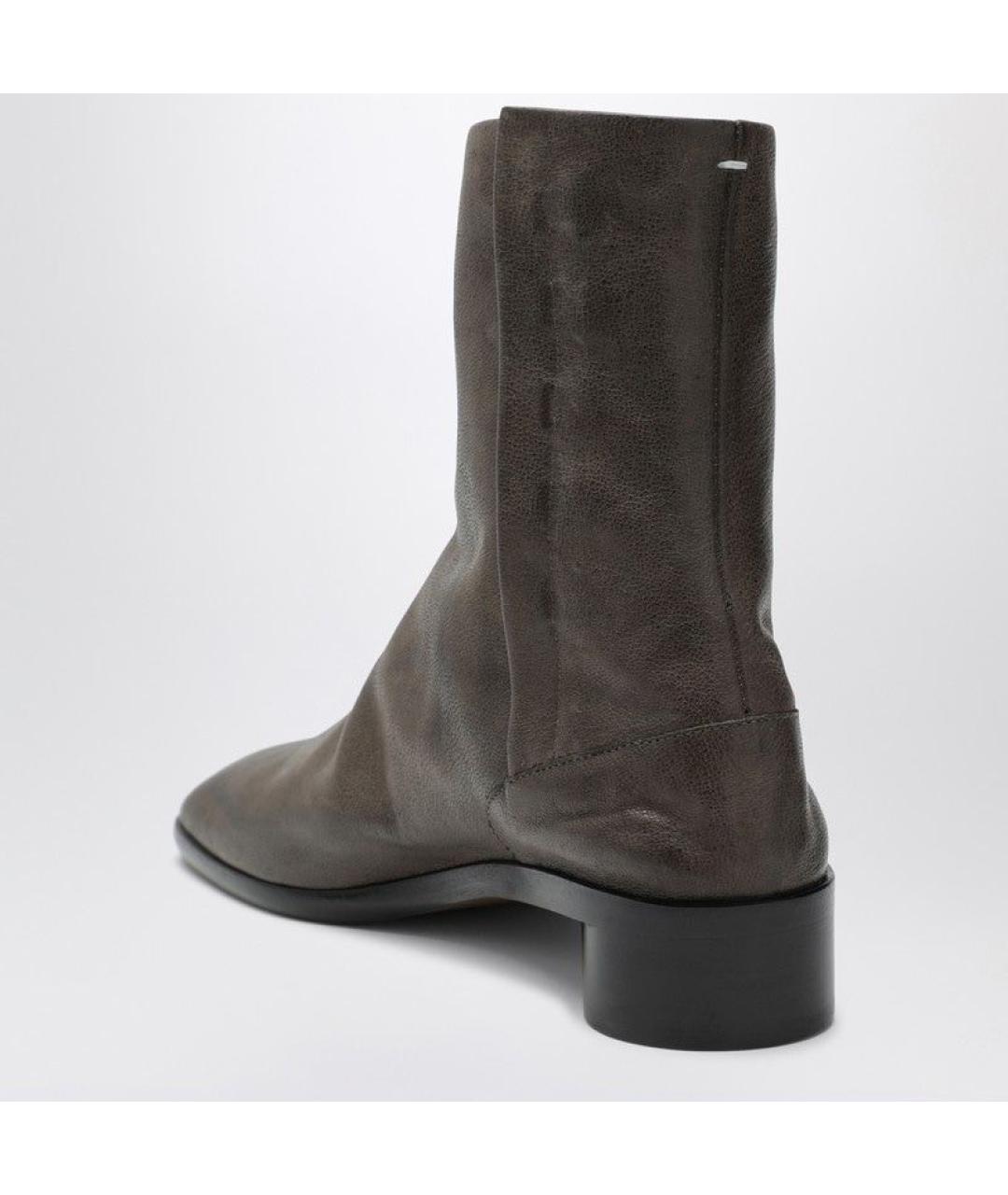MAISON MARGIELA Коричневые кожаные высокие ботинки, фото 3