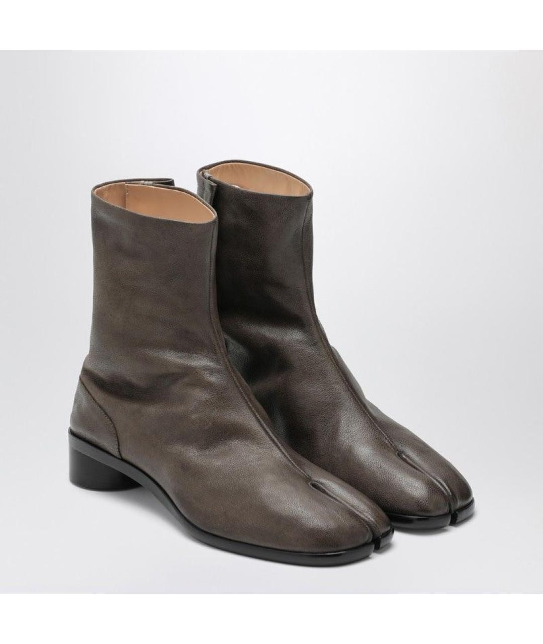 MAISON MARGIELA Коричневые кожаные высокие ботинки, фото 2