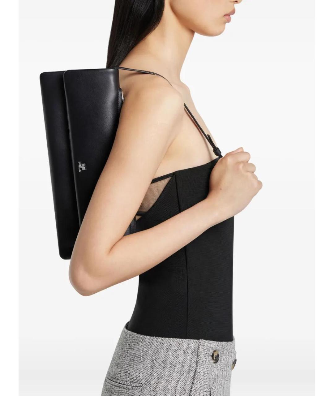 COURREGES Черная кожаная сумка с короткими ручками, фото 2