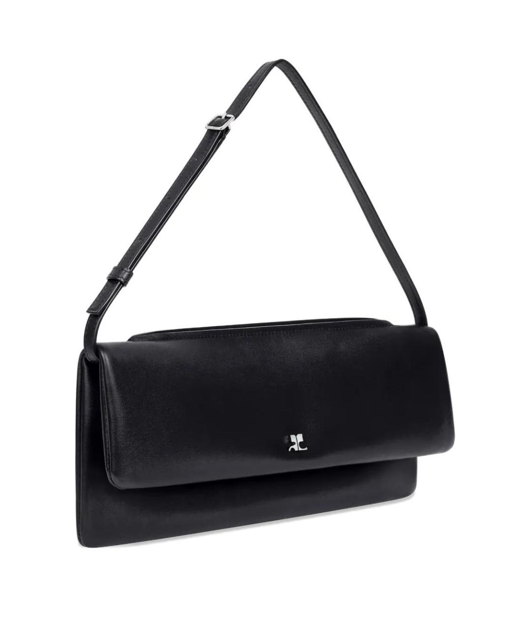 COURREGES Черная кожаная сумка с короткими ручками, фото 5