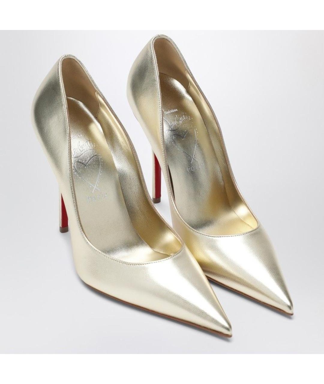 CHRISTIAN LOUBOUTIN Золотые кожаные туфли, фото 2