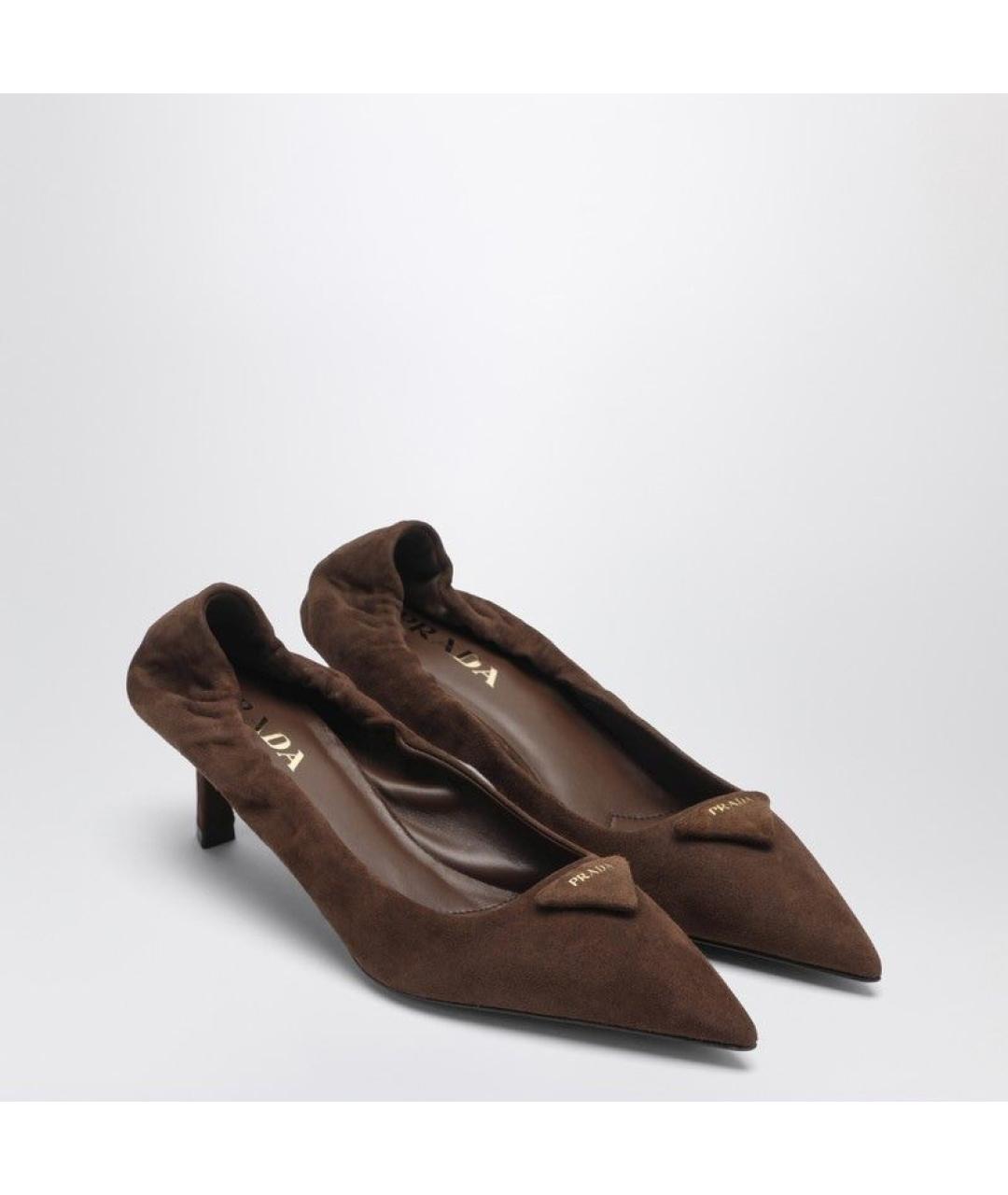 PRADA Коричневые замшевые туфли, фото 2
