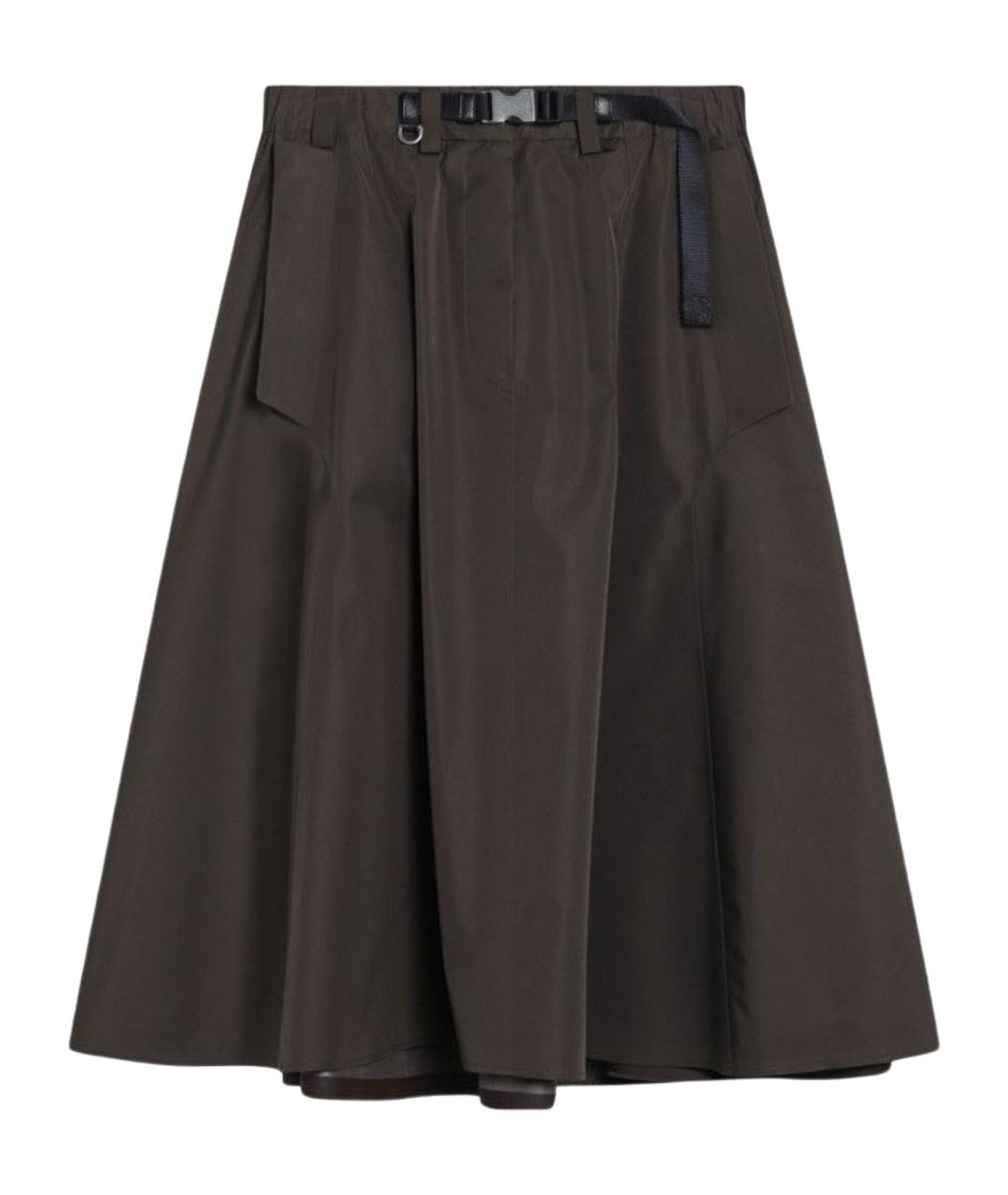 PRADA Зеленая полиэстеровая юбка миди, фото 1