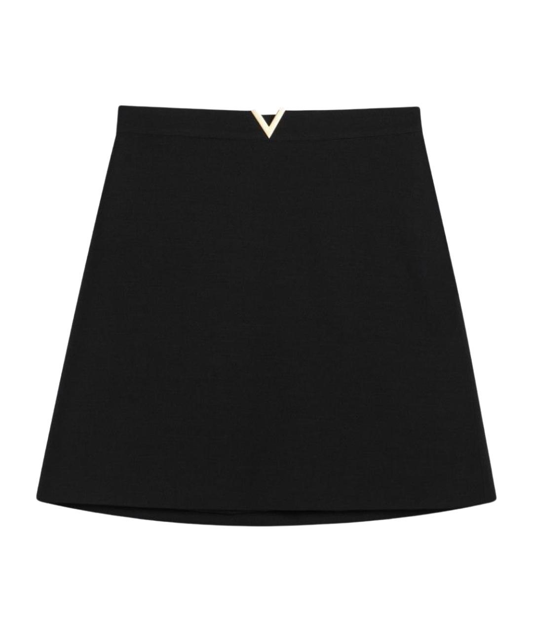 VALENTINO Черная шерстяная юбка мини, фото 1