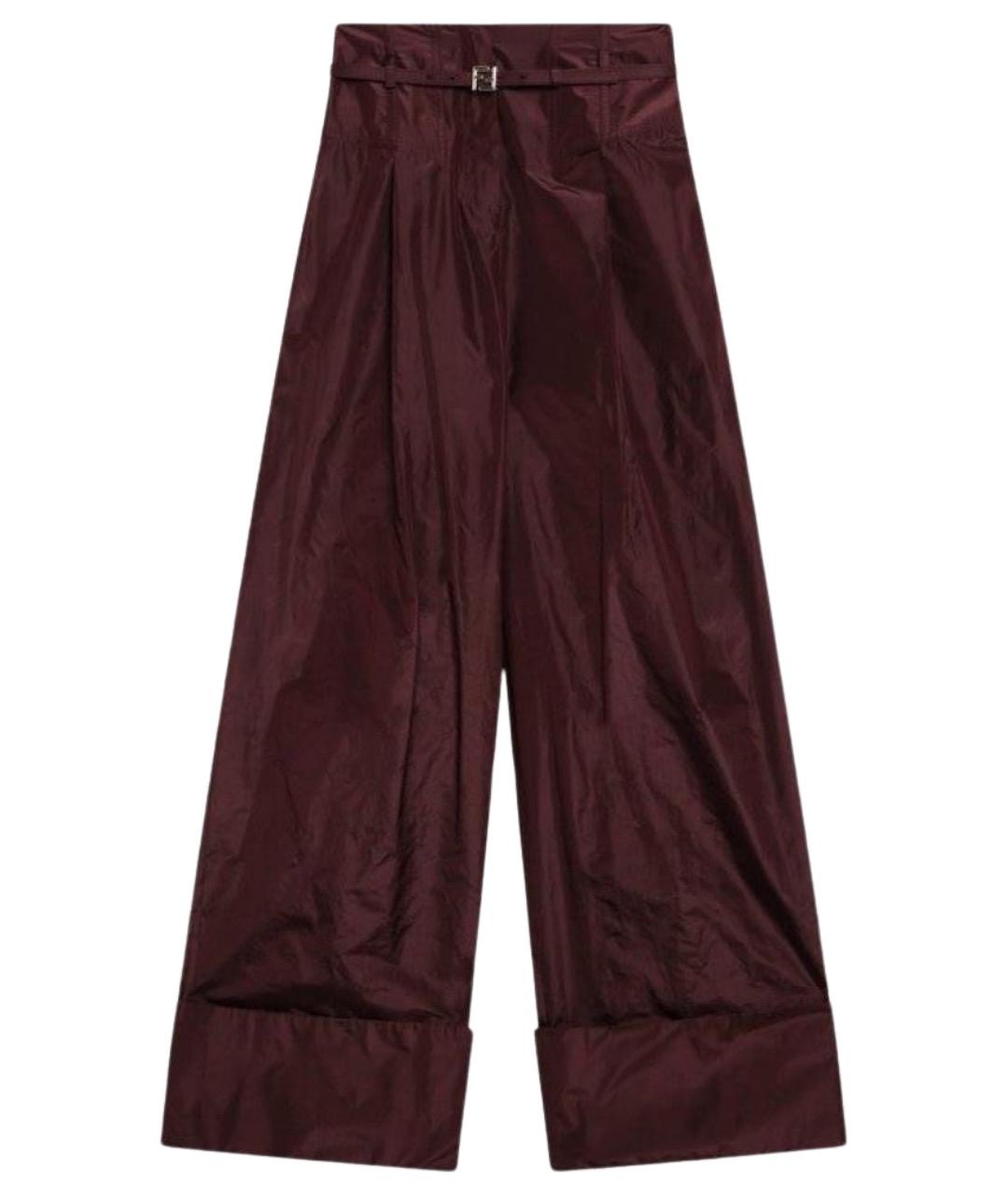 FENDI Бордовые шелковые прямые брюки, фото 1