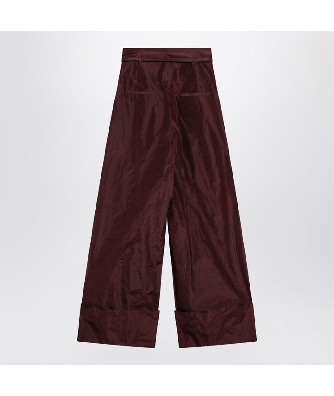 FENDI Бордовые шелковые прямые брюки, фото 2