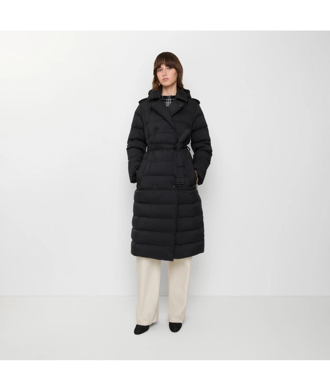 BURBERRY Черное полиэстеровое пальто, фото 4