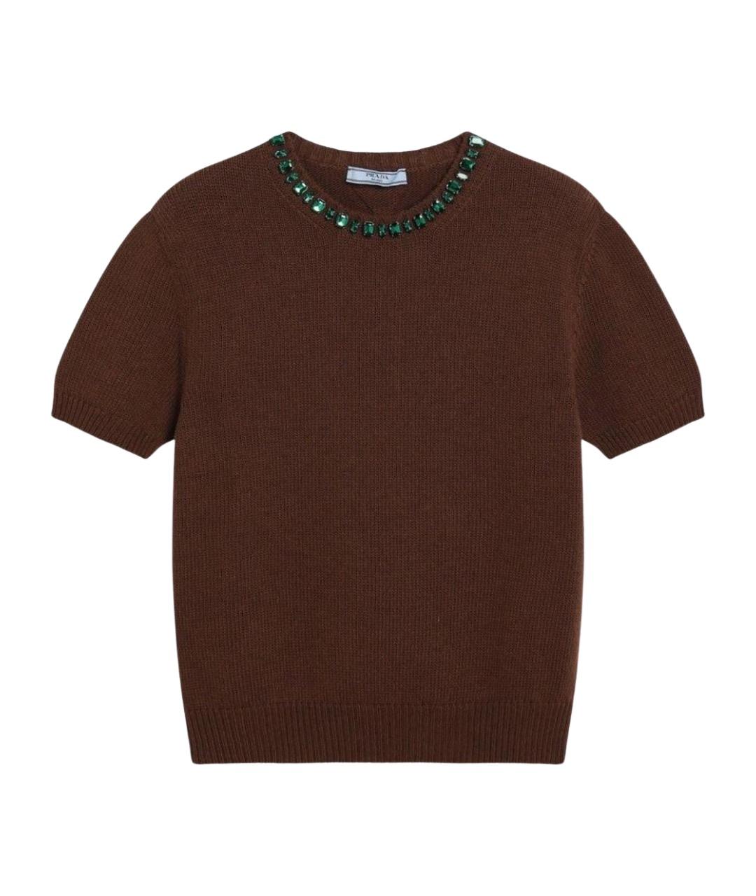 PRADA Коричневый шерстяной джемпер / свитер, фото 1