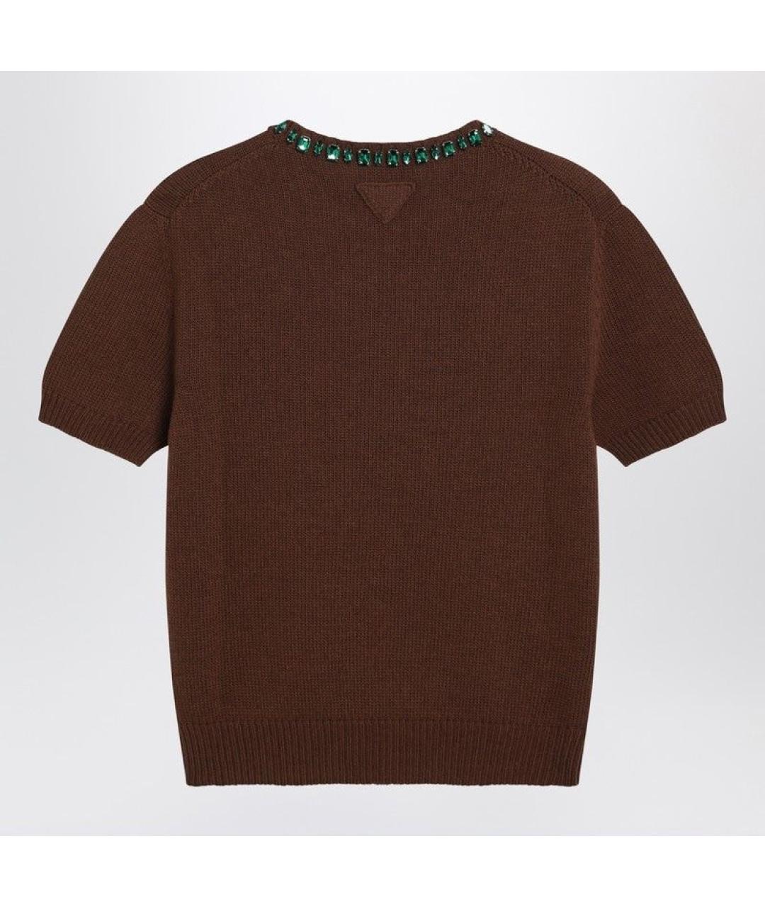 PRADA Коричневый шерстяной джемпер / свитер, фото 2