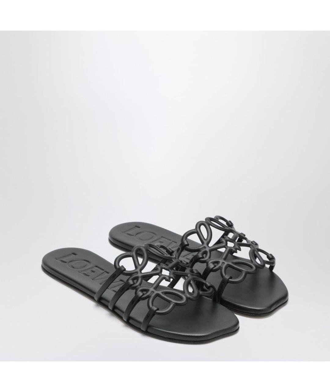 LOEWE Черные кожаные сандалии, фото 2