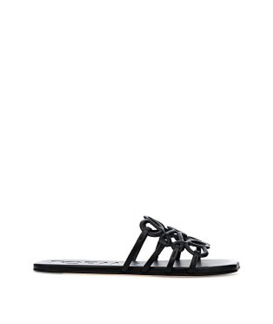 LOEWE Черные кожаные сандалии, фото 1