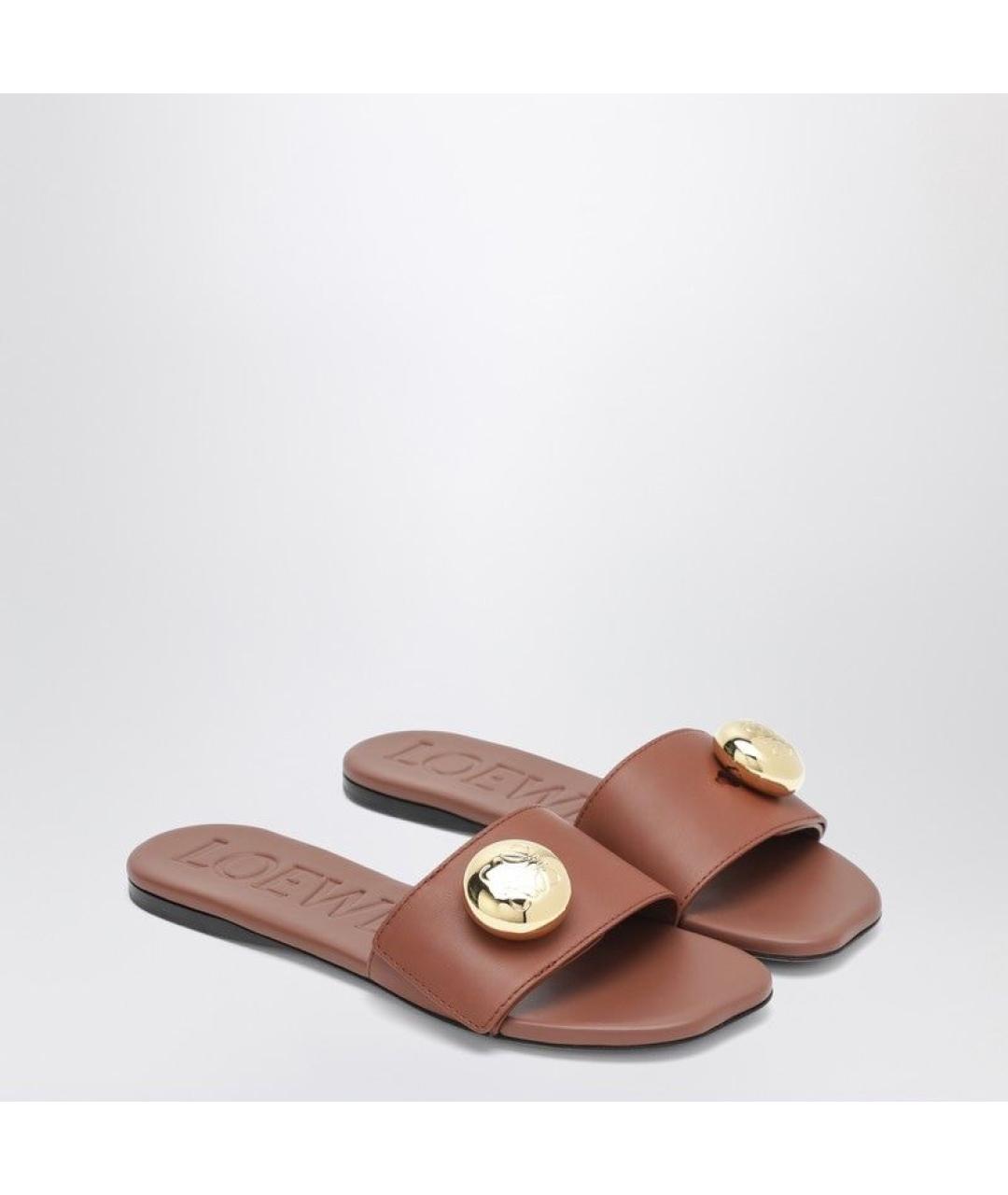 LOEWE Коричневые кожаные сандалии, фото 2