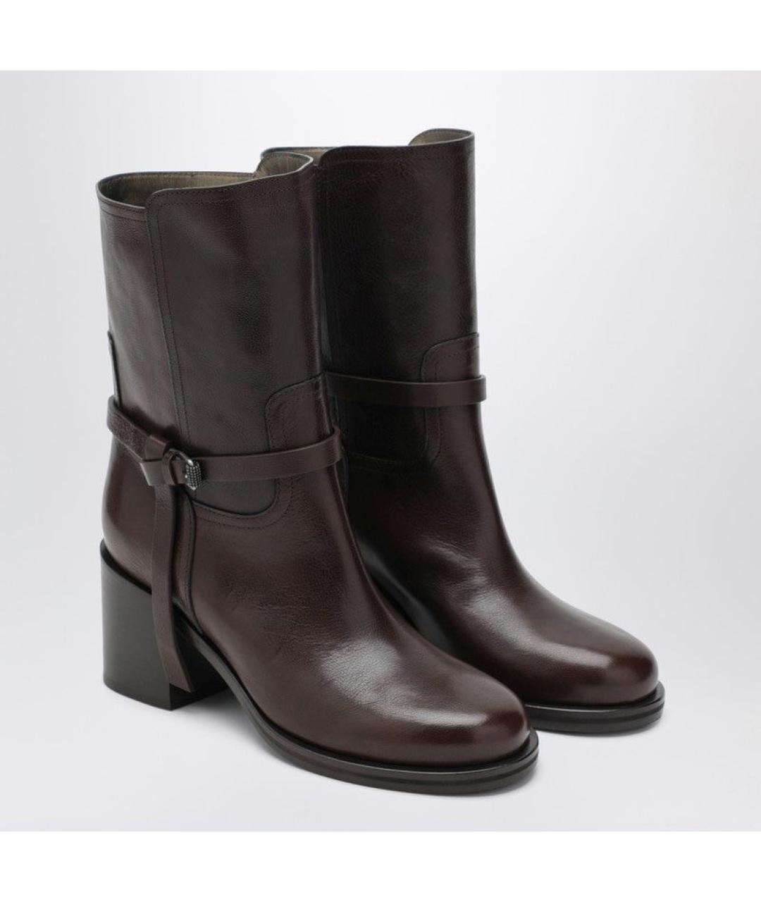 BRUNELLO CUCINELLI Коричневые кожаные сапоги, фото 2