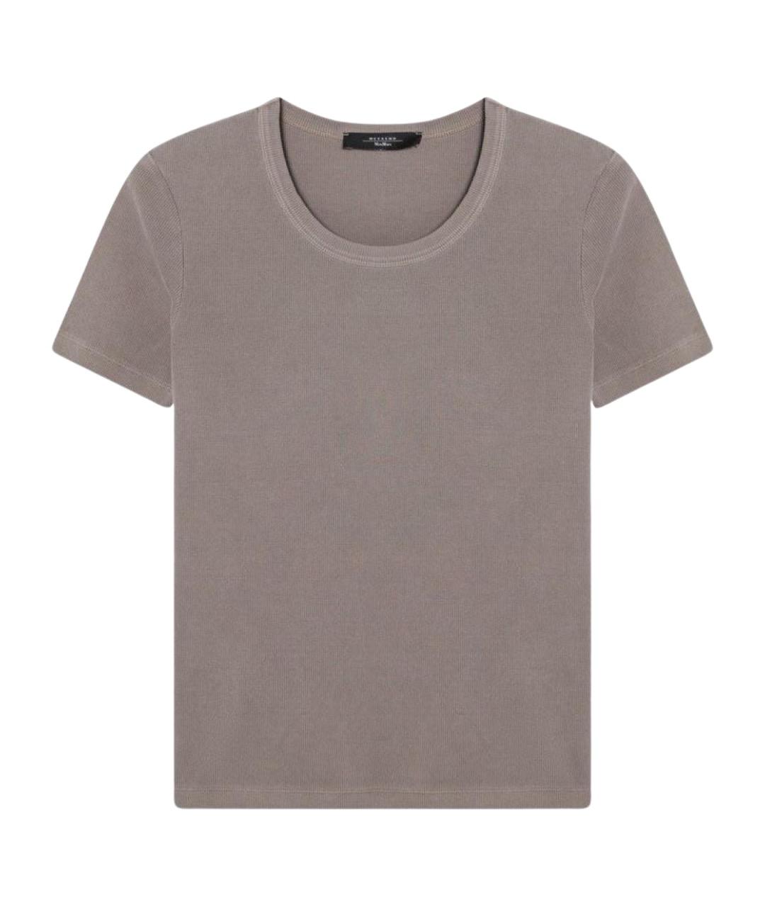 WEEKEND MAX MARA Коричневая хлопковая футболка, фото 1