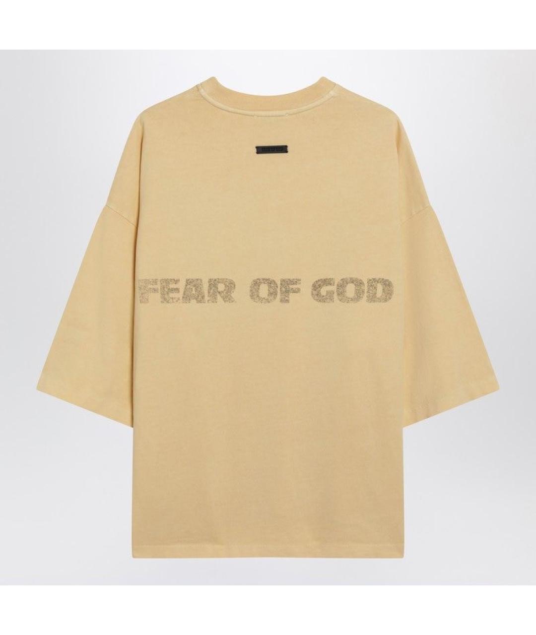 FEAR OF GOD Желтая хлопковая футболка, фото 2