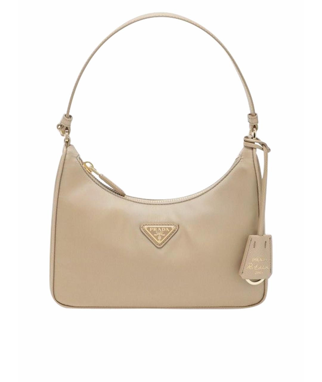 PRADA Бежевая тканевая сумка с короткими ручками, фото 1