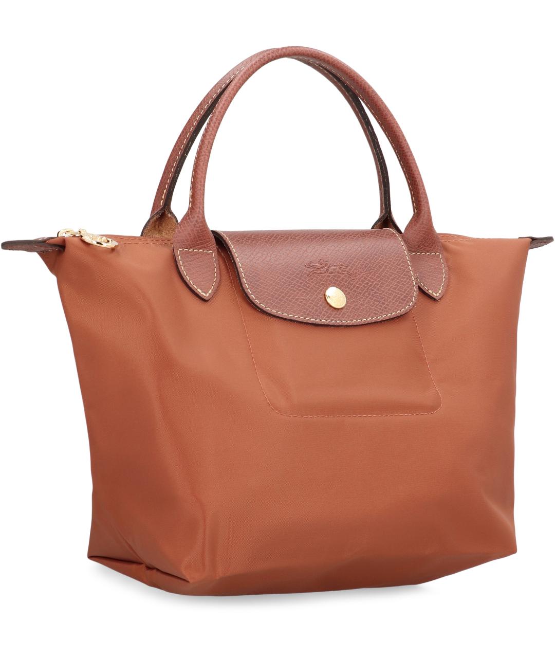 LONGCHAMP Коричневая тканевая сумка с короткими ручками, фото 2