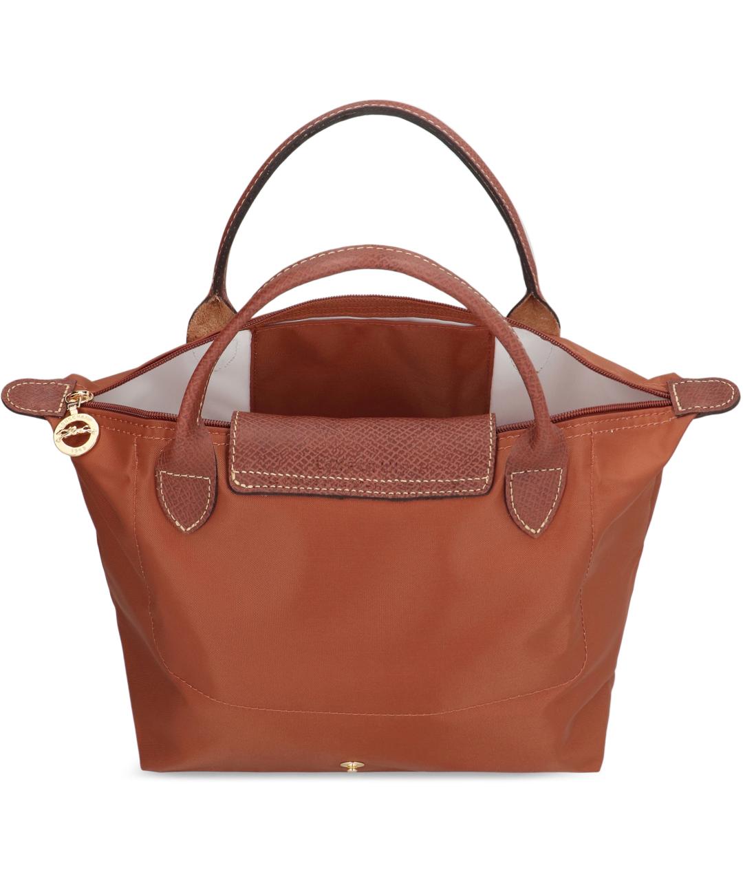 LONGCHAMP Коричневая тканевая сумка с короткими ручками, фото 4