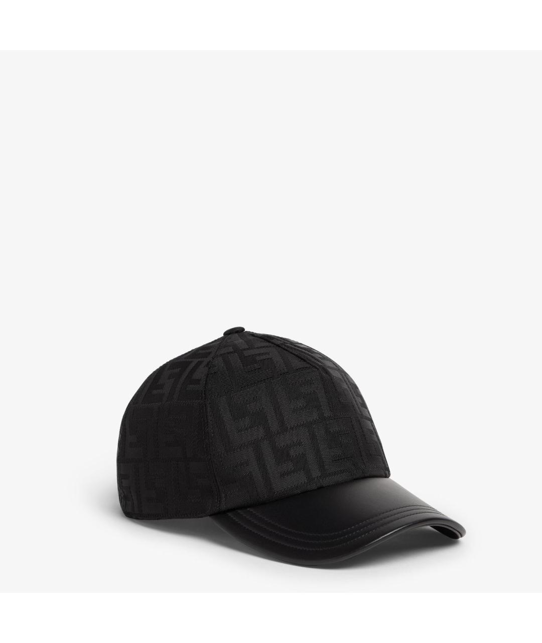 FENDI Черная кожаная кепка/бейсболка, фото 1