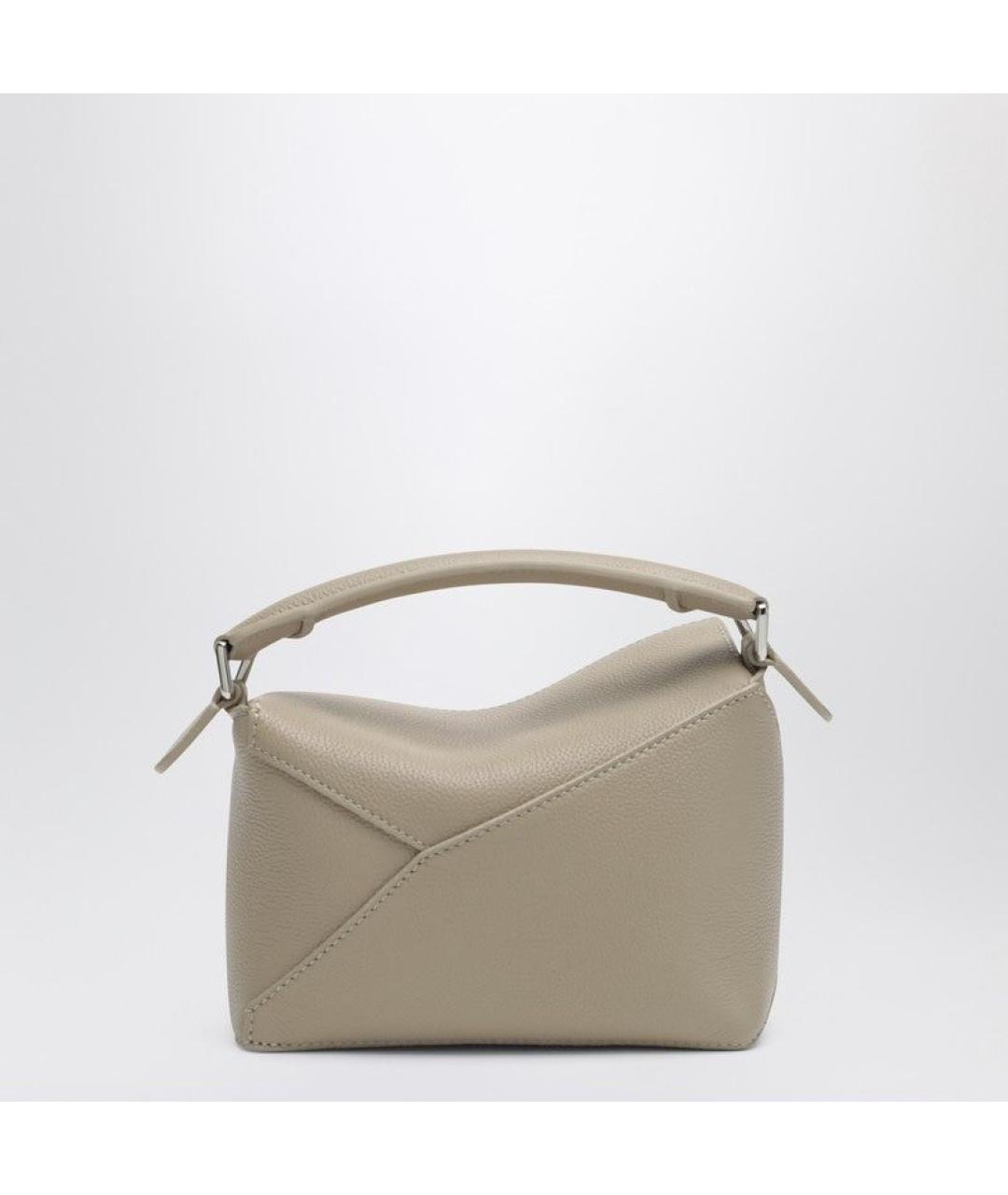LOEWE Бежевая кожаная сумка с короткими ручками, фото 2