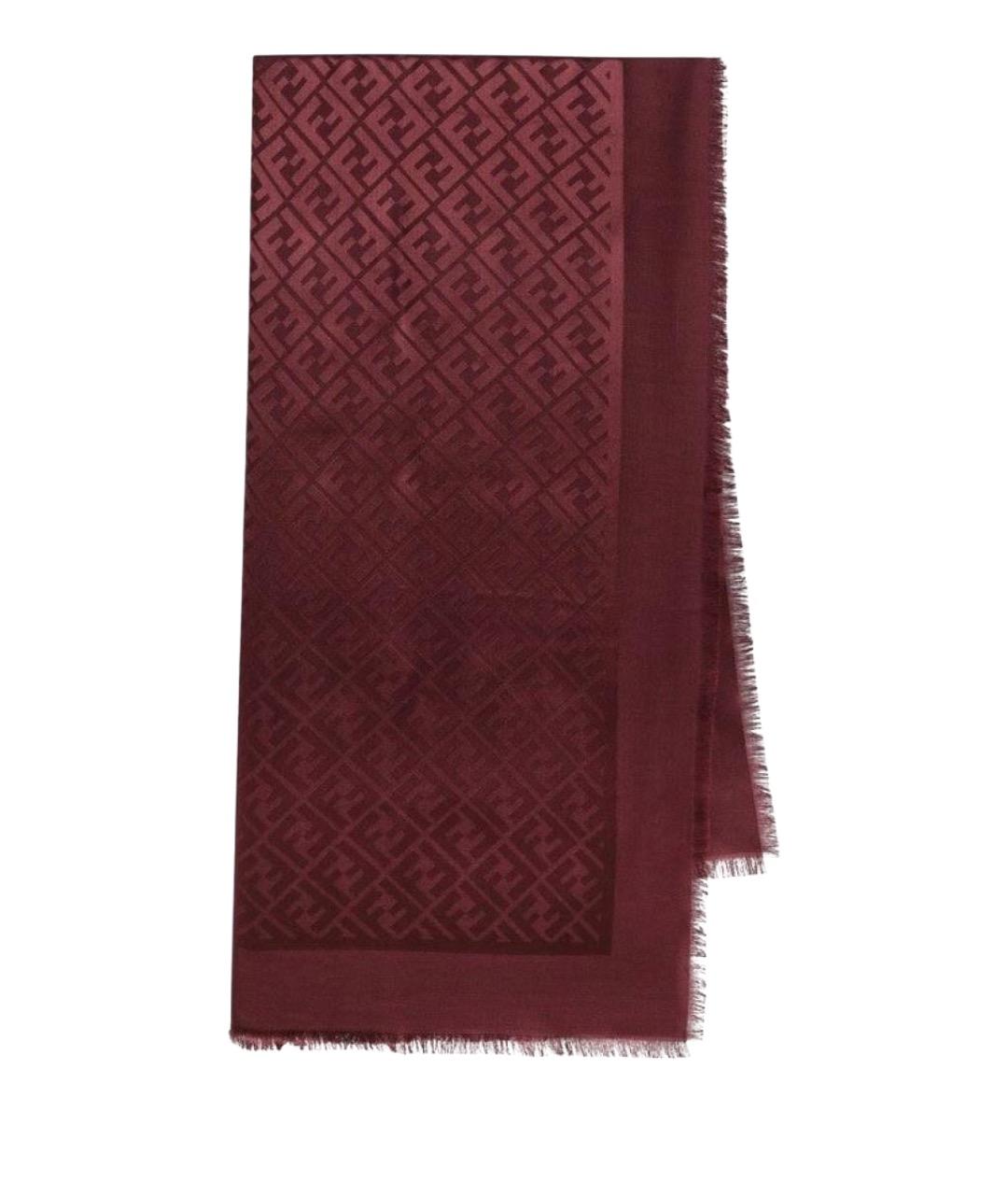 FENDI Красный шелковый шарф, фото 1