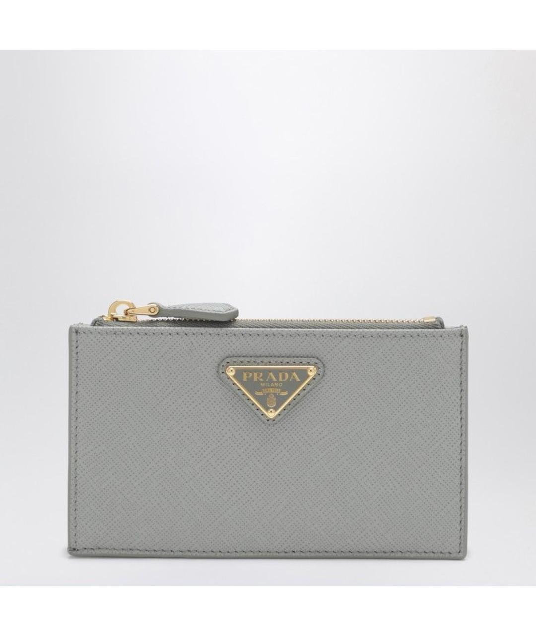 PRADA Серый кожаный кардхолдер, фото 3
