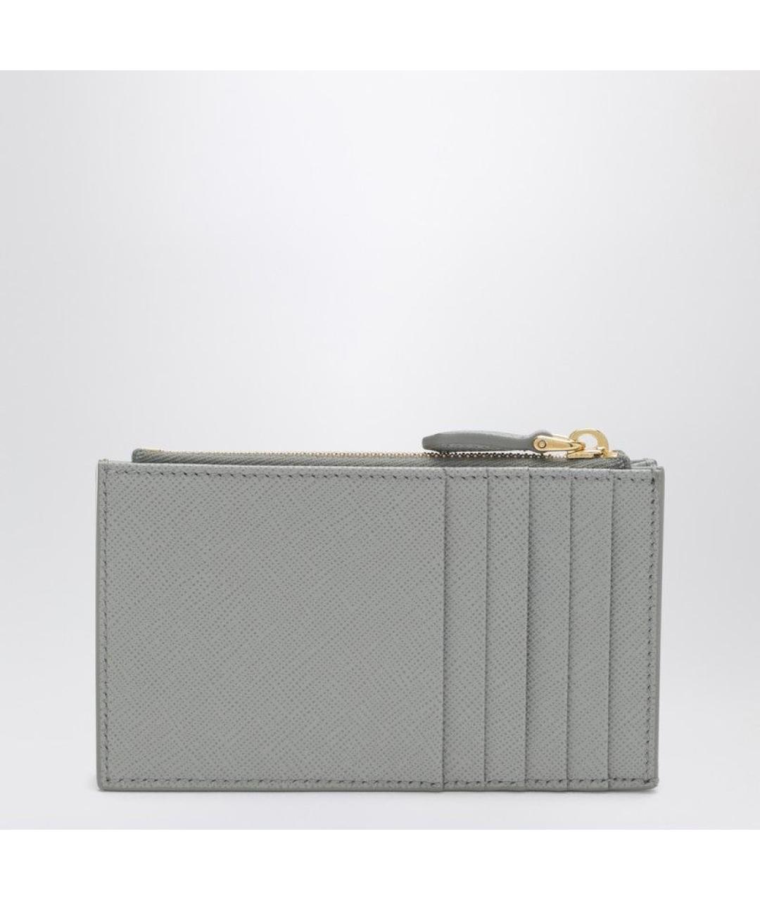 PRADA Серый кожаный кардхолдер, фото 2