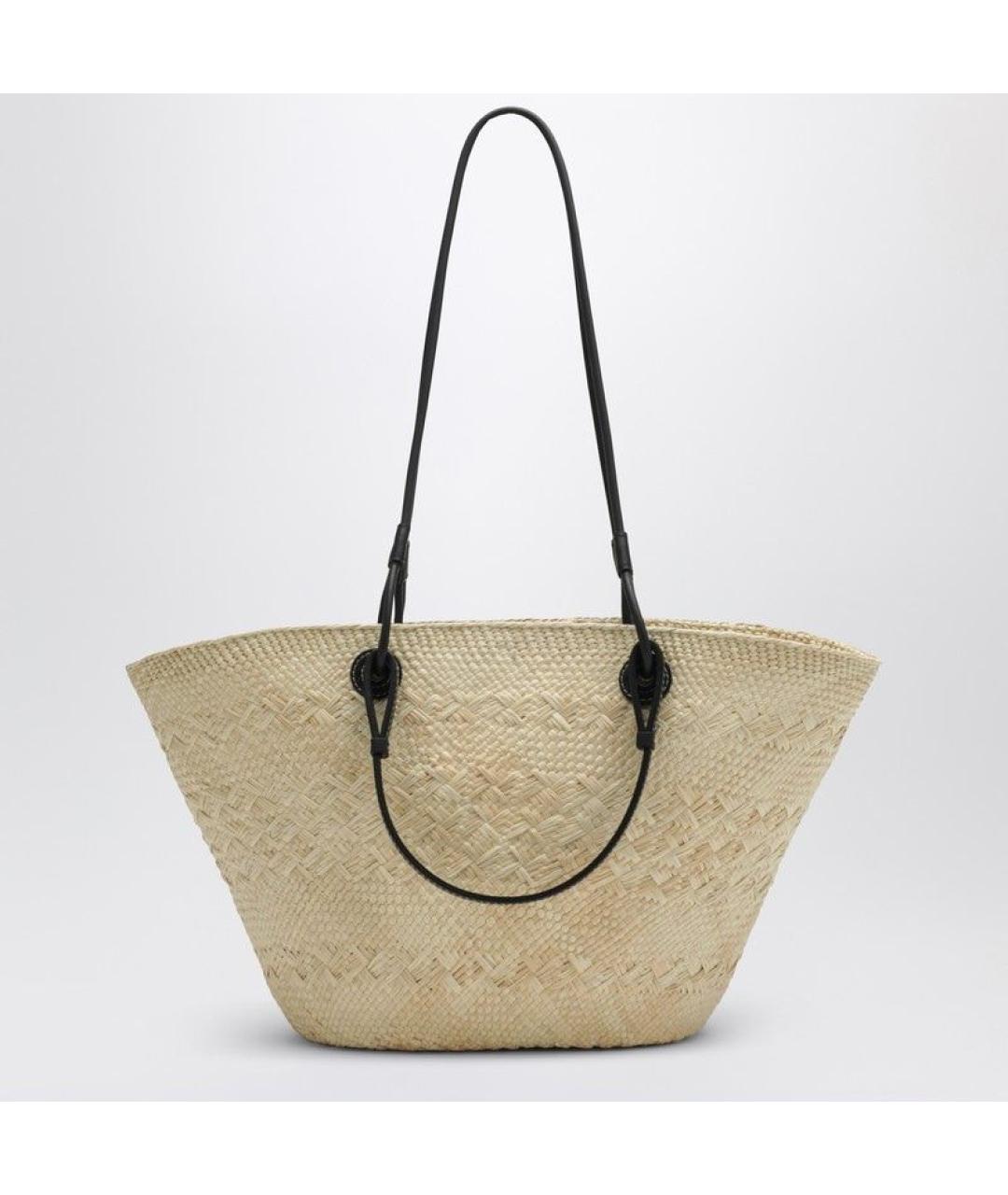 LOEWE Бежевая пелетеная сумка тоут, фото 2