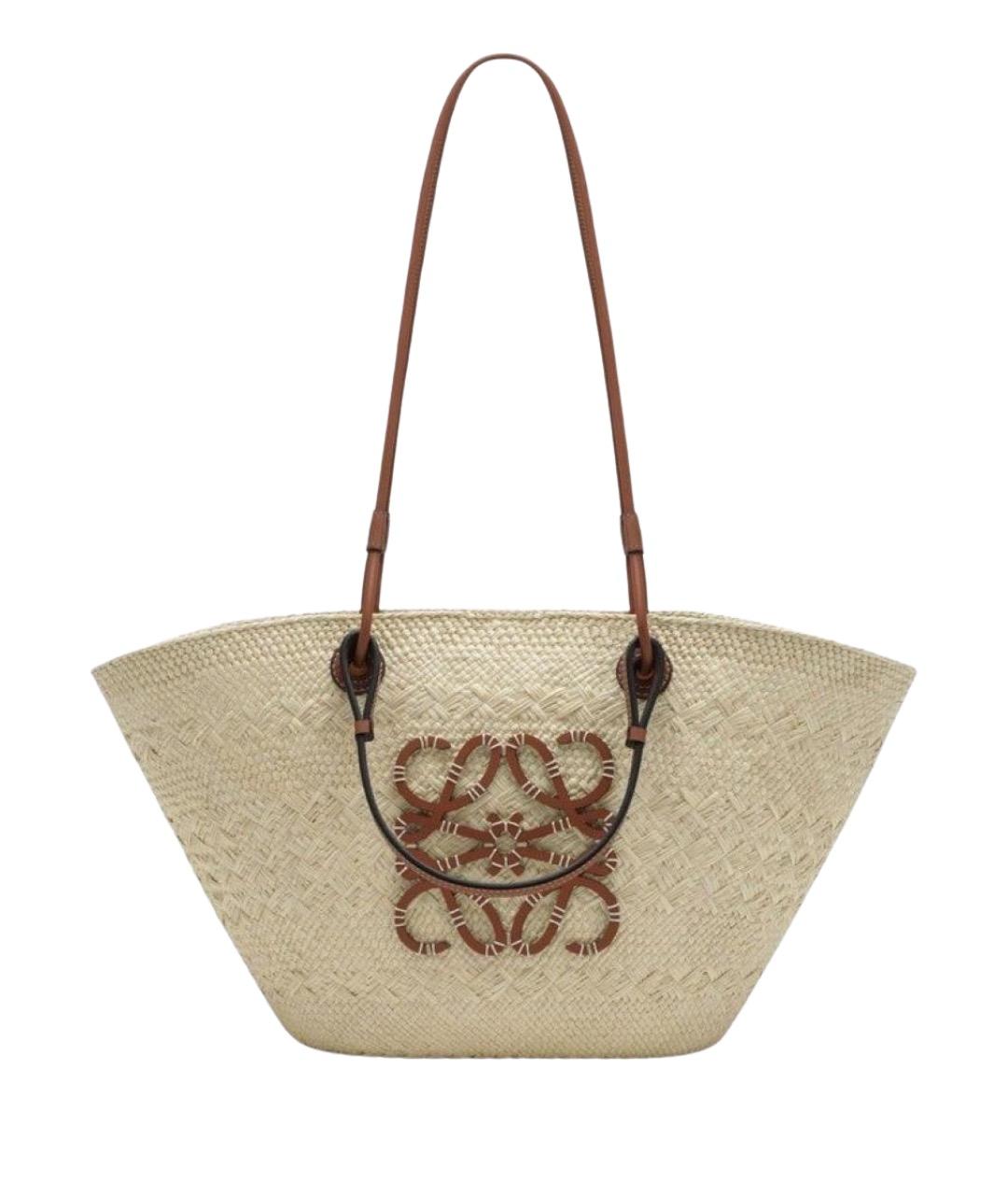 LOEWE Бежевая пелетеная сумка тоут, фото 1