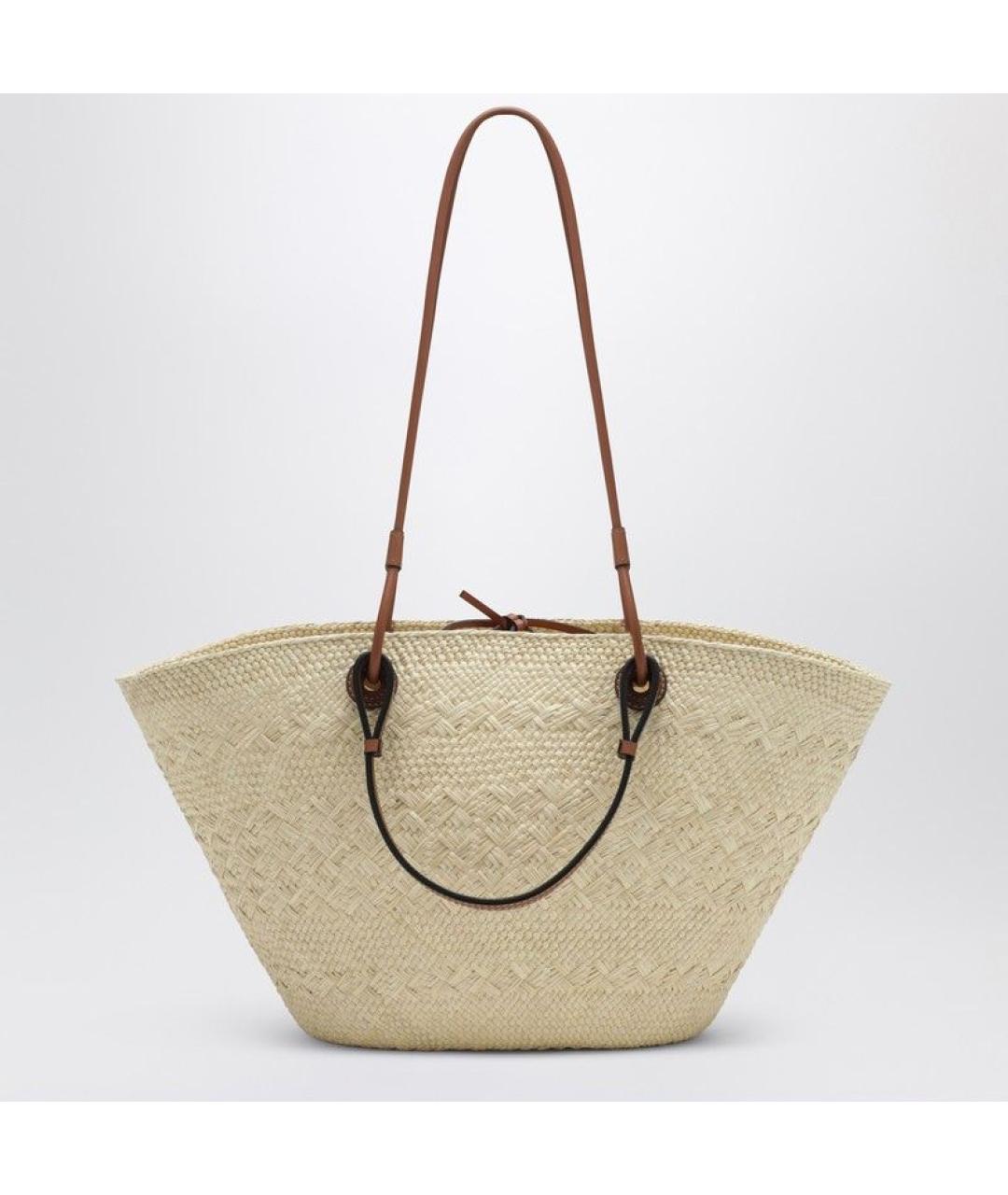 LOEWE Бежевая пелетеная сумка тоут, фото 2