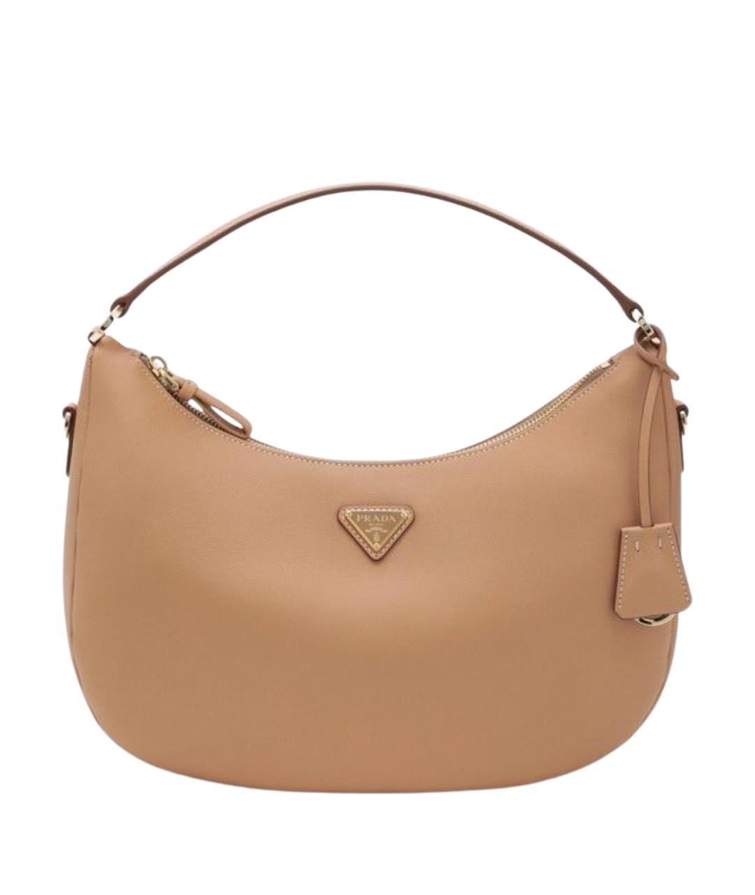 PRADA Бежевая кожаная сумка с короткими ручками, фото 1