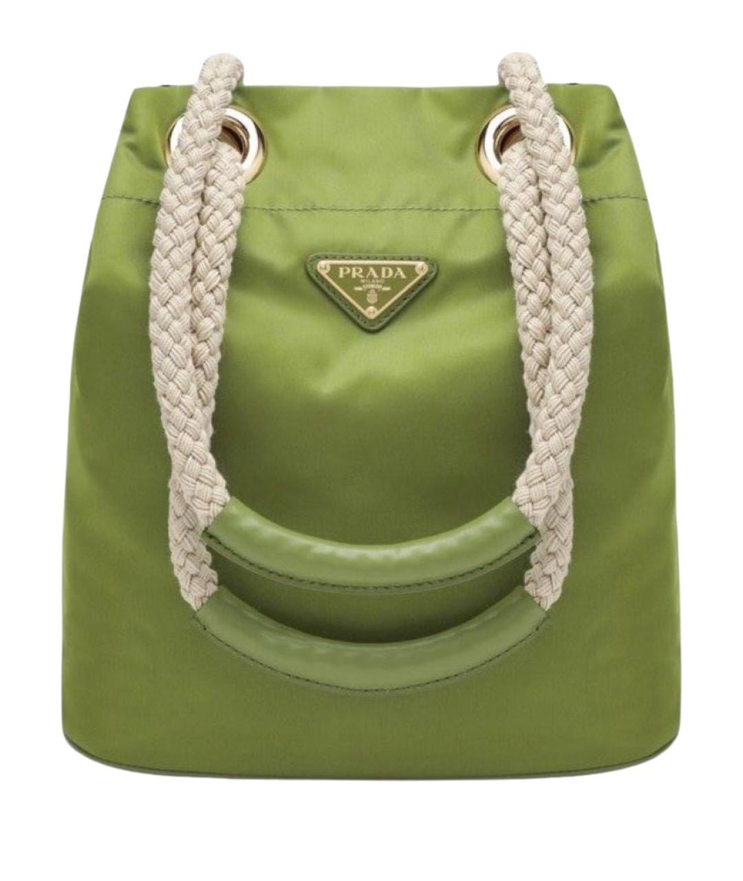 PRADA Зеленая тканевая сумка с короткими ручками, фото 1