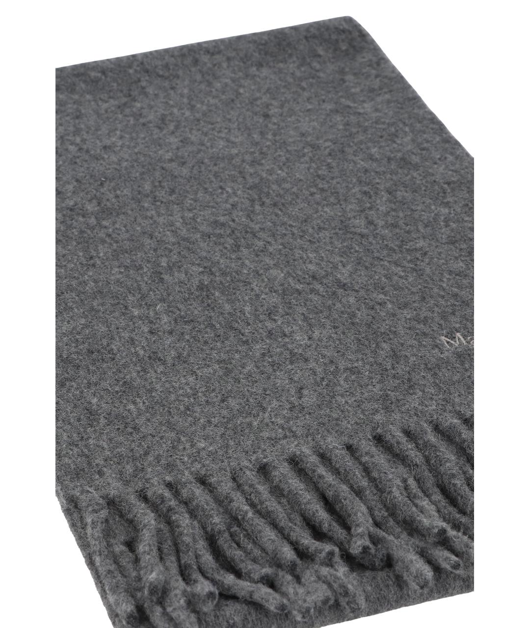 MAX MARA Серый шерстяной шарф, фото 3