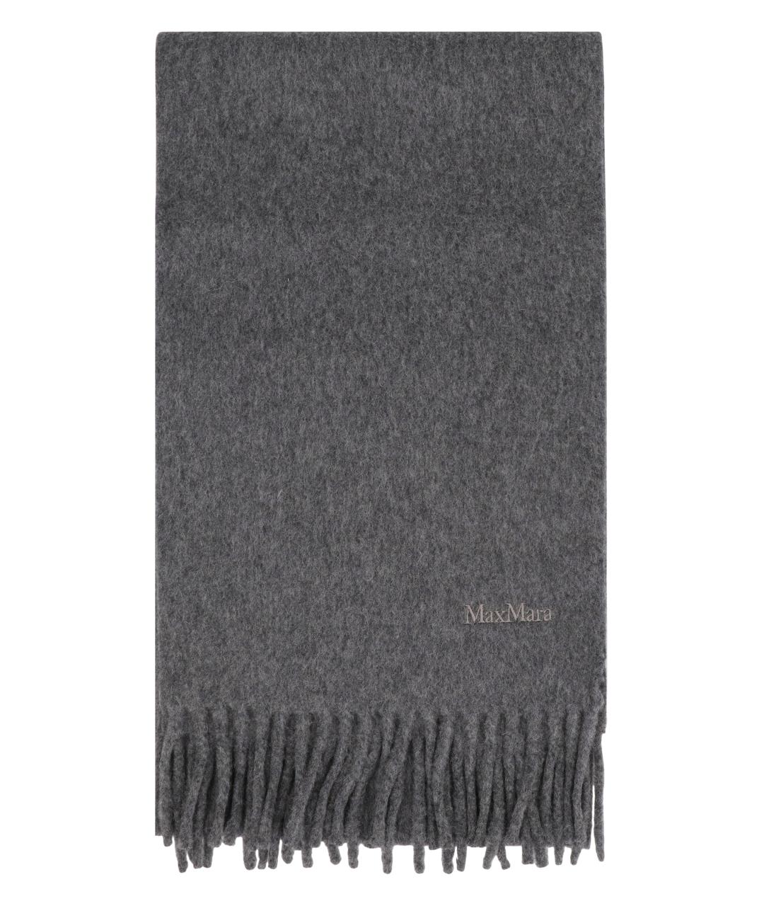 MAX MARA Серый шерстяной шарф, фото 1