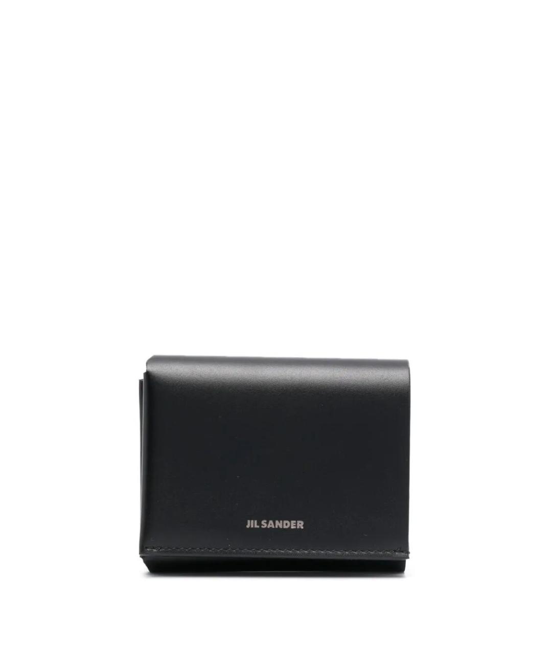JIL SANDER Черный кожаный кошелек, фото 1