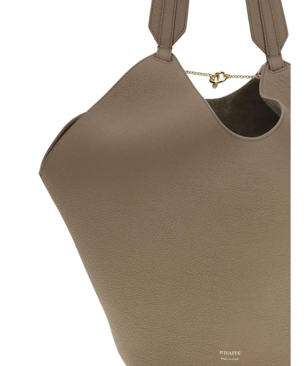 KHAITE Бежевая кожаная сумка тоут, фото 5