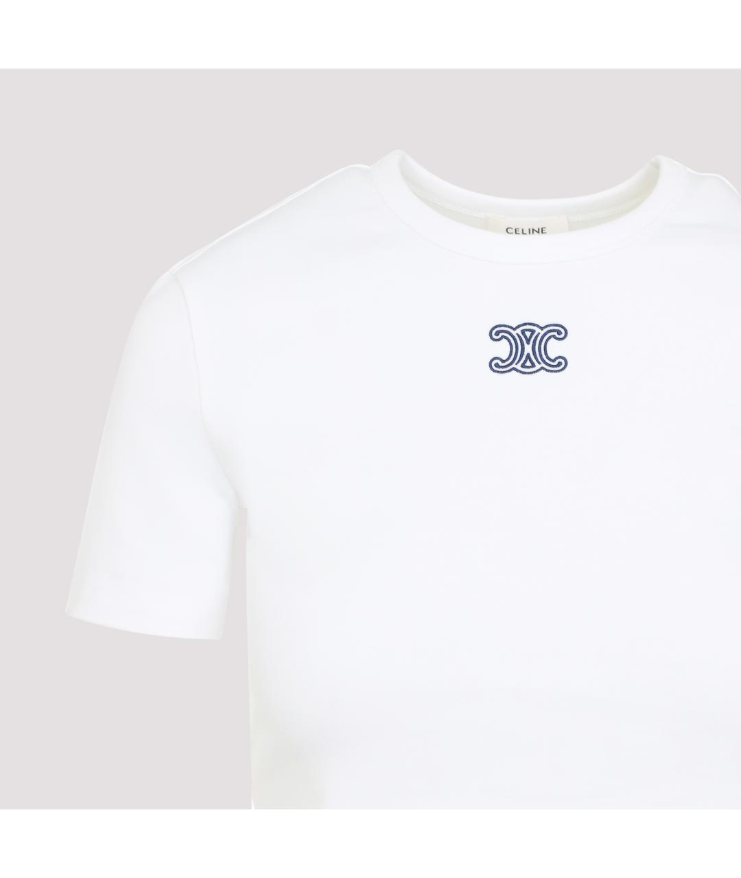 CELINE Белая хлопковая футболка, фото 3