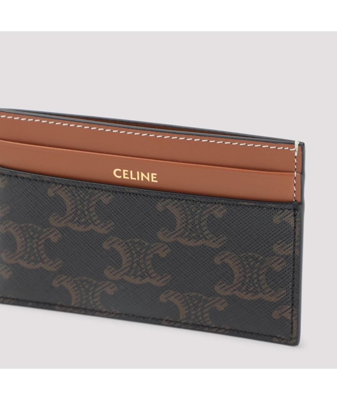 CELINE Коричневый кожаный кардхолдер, фото 4