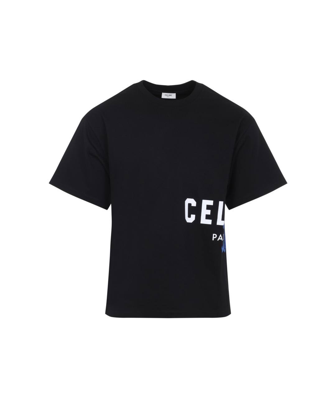 CELINE Черная хлопковая футболка, фото 1