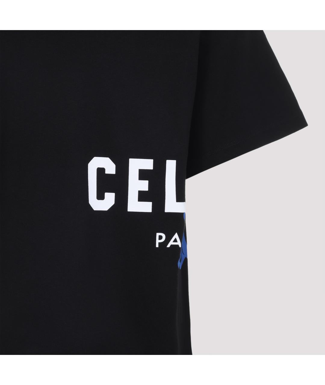 CELINE Черная хлопковая футболка, фото 3