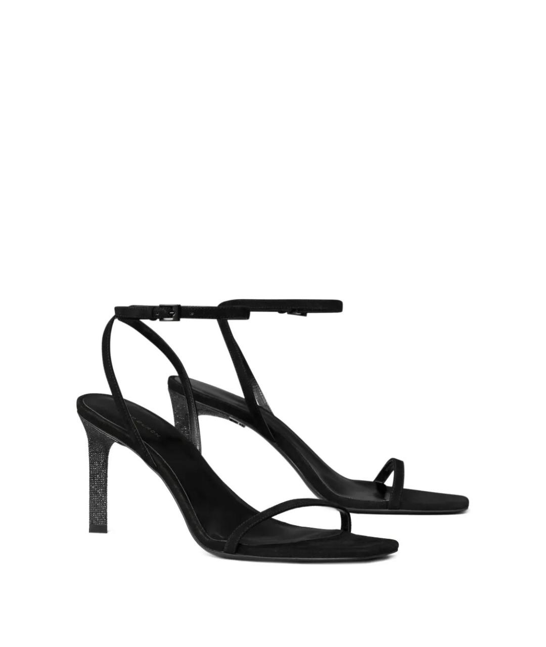 TORY BURCH Черные кожаные босоножки, фото 4