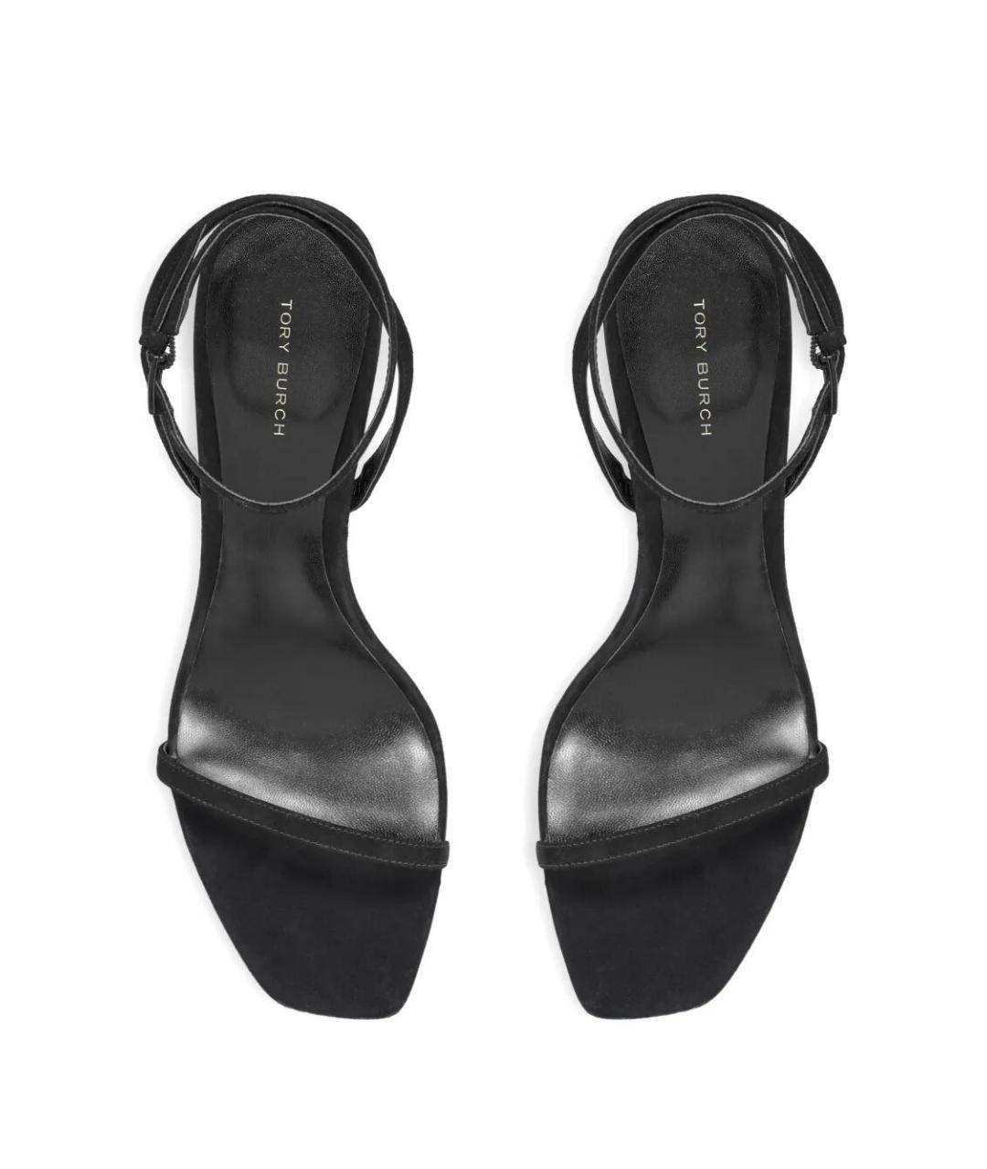 TORY BURCH Черные кожаные босоножки, фото 2