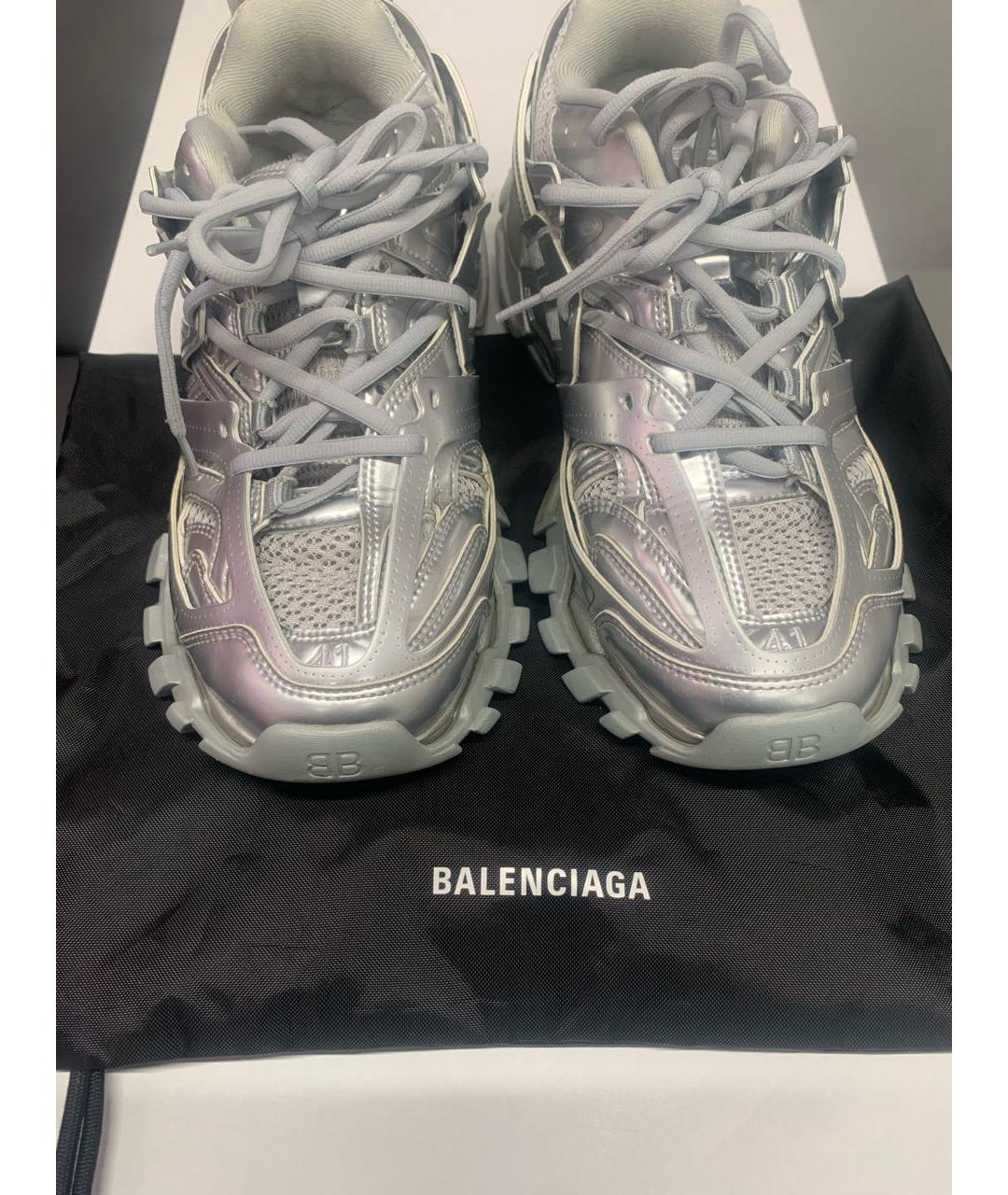 BALENCIAGA Серебряные кожаные кроссовки, фото 7
