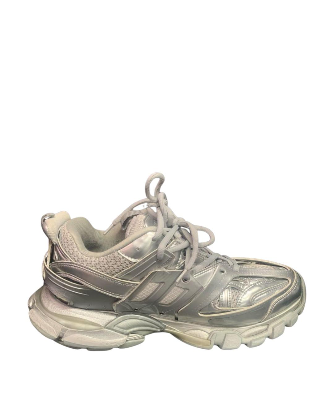 BALENCIAGA Серебряные кожаные кроссовки, фото 1