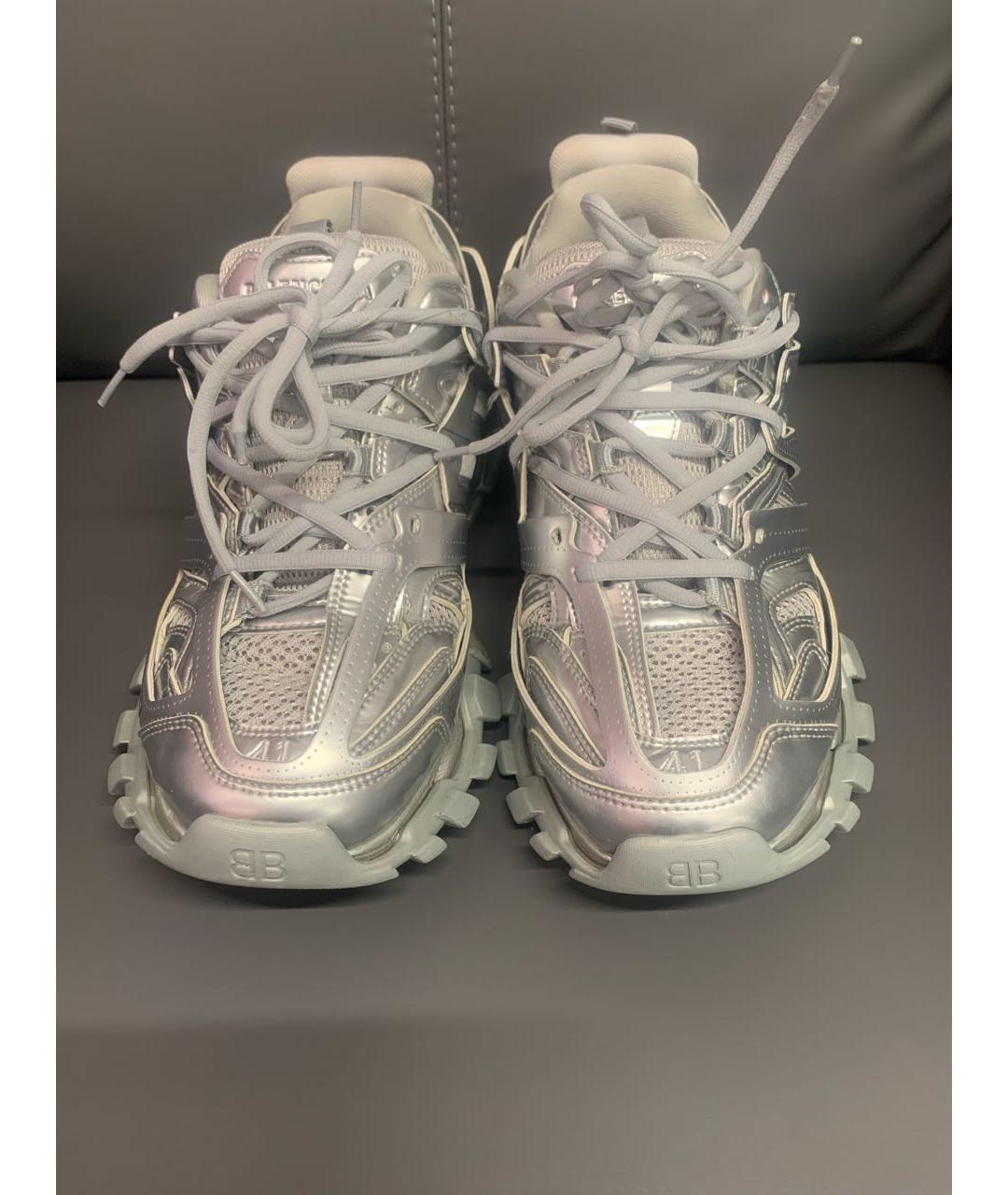 BALENCIAGA Серебряные кожаные кроссовки, фото 2